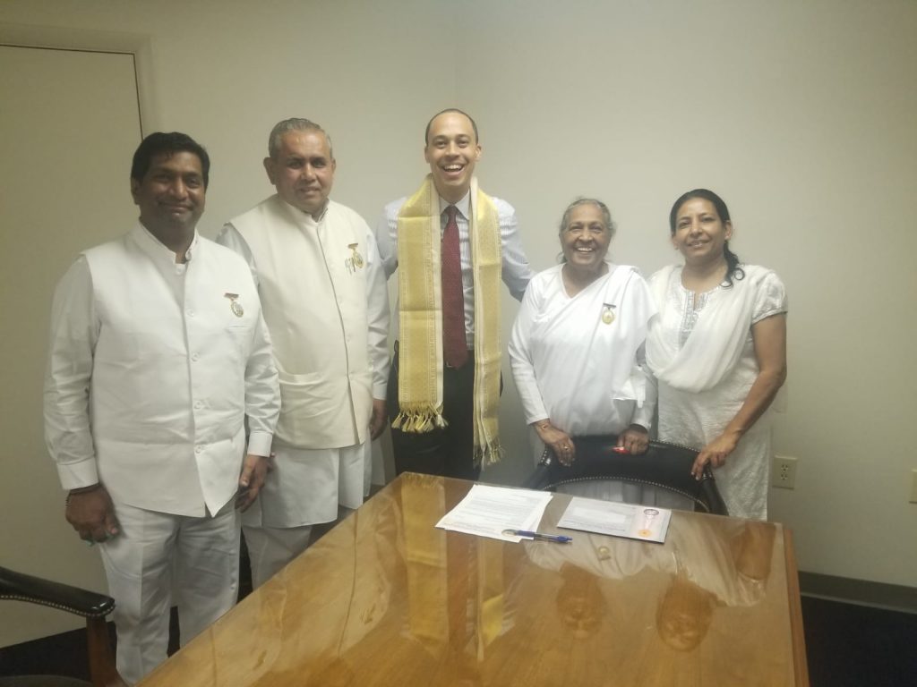 Dr. BK Mruthyunjaya & Sis BK Nagarathna Tying Rakhi to VVIPs of USA